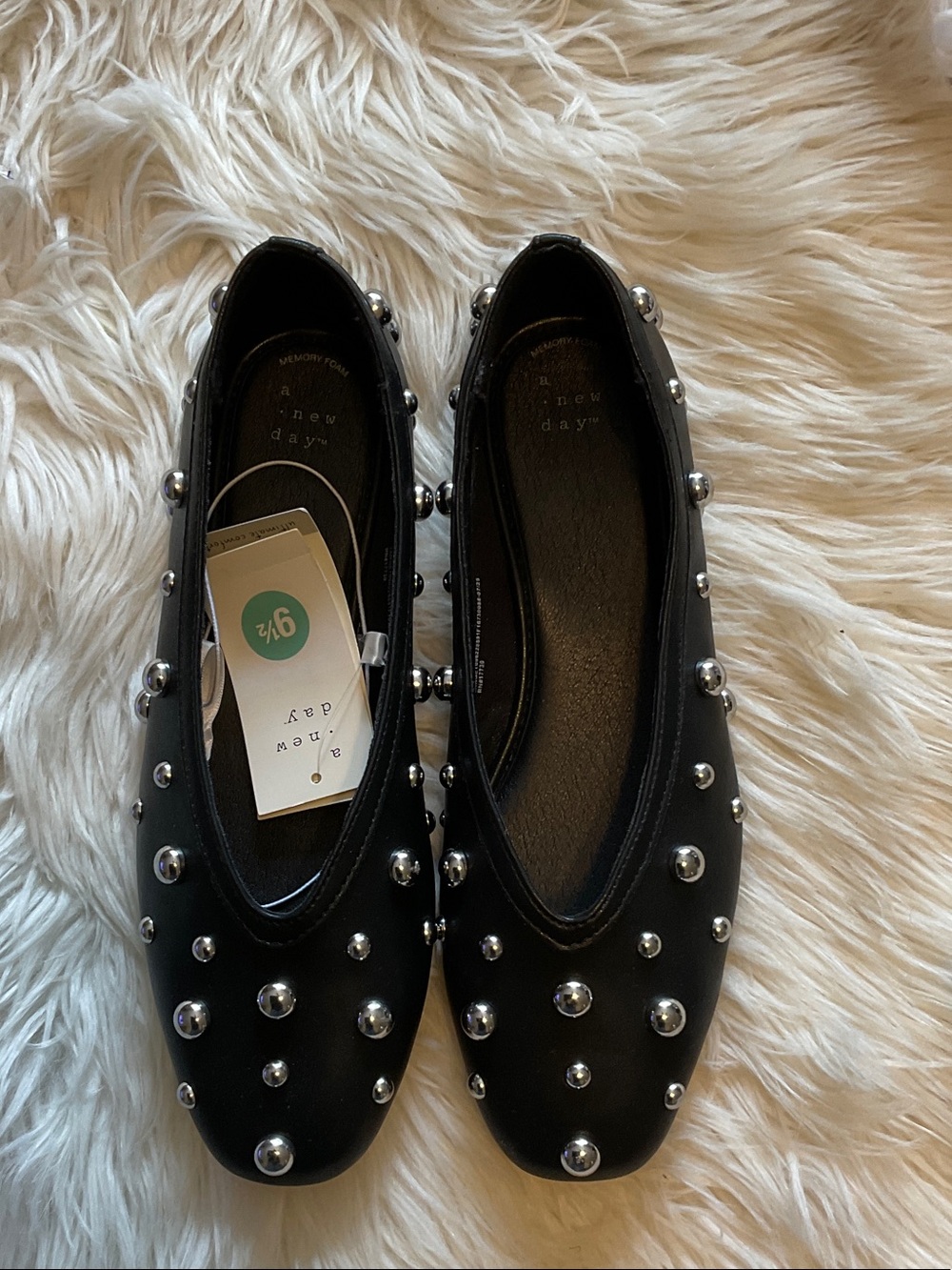 A New Day Sammie Women's Black Slip On Studded Ballet Flats Size 9.5 NWT